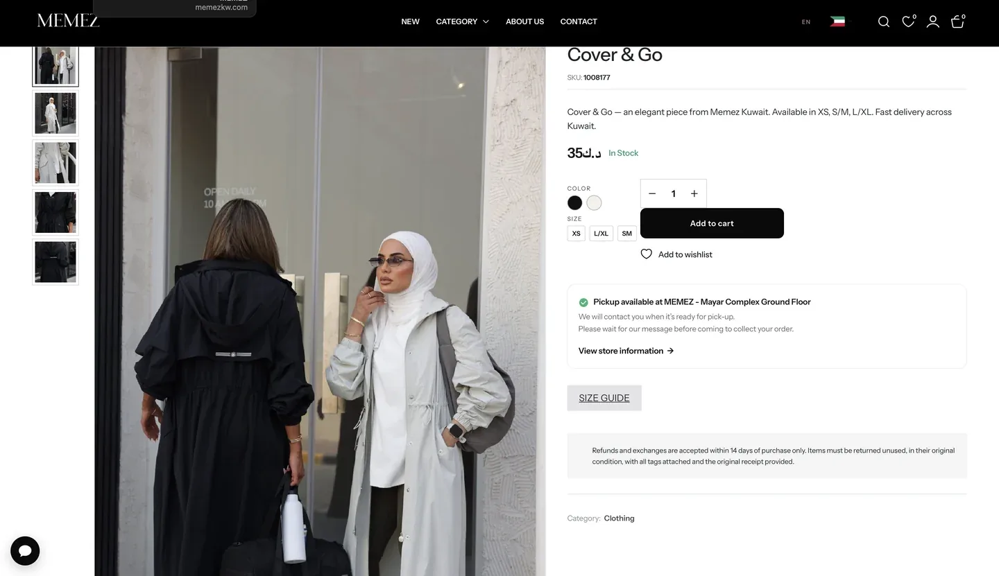 MEMEZ BOUTIQUE website interface 4