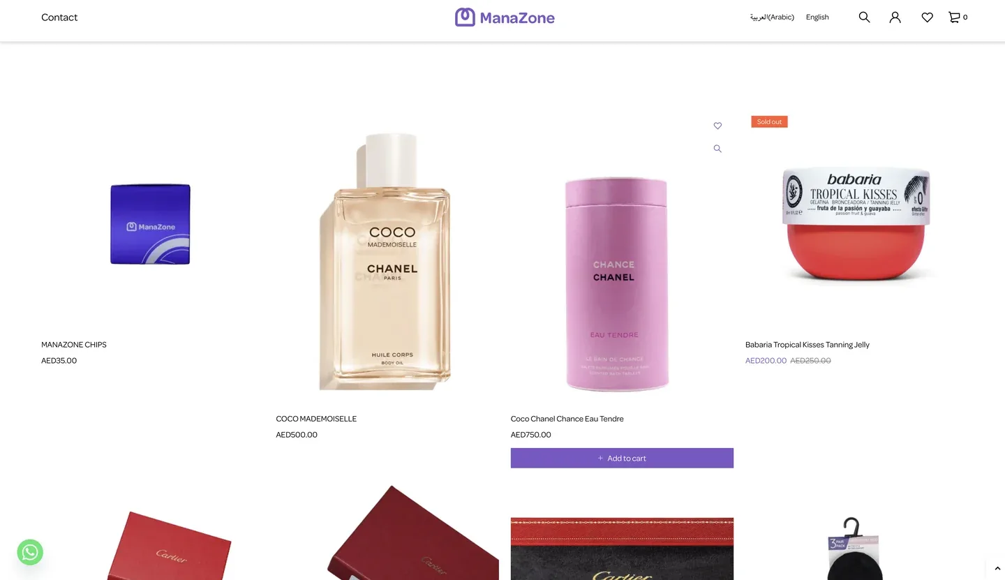 MANAZONE website interface 1