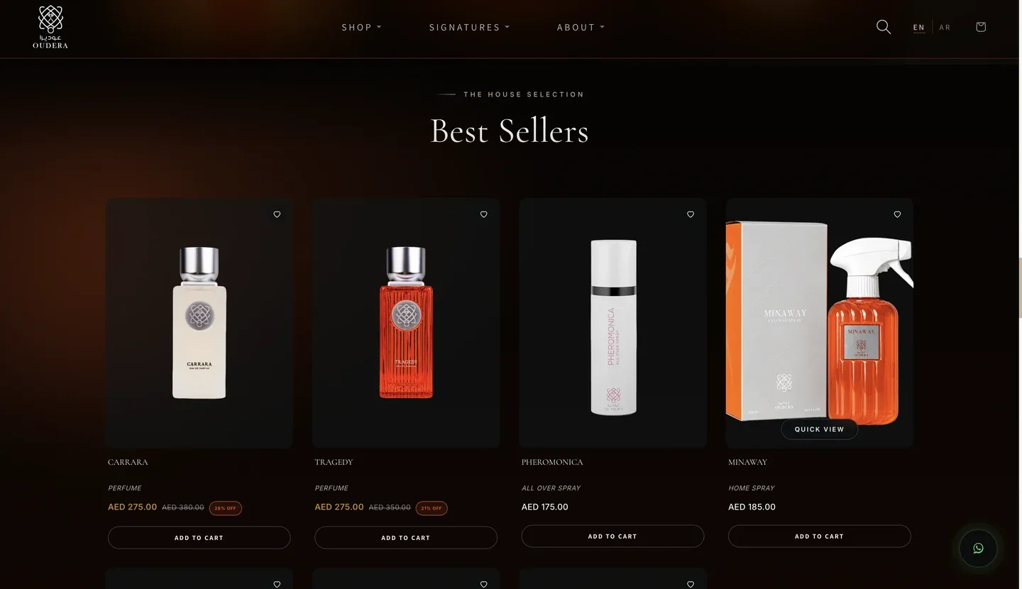OUDERA PERFUMES website interface 5