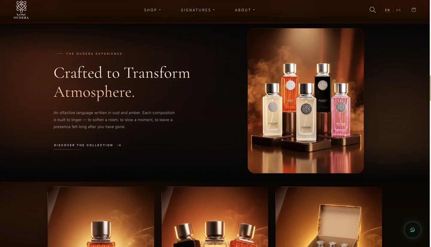 OUDERA PERFUMES website interface 4