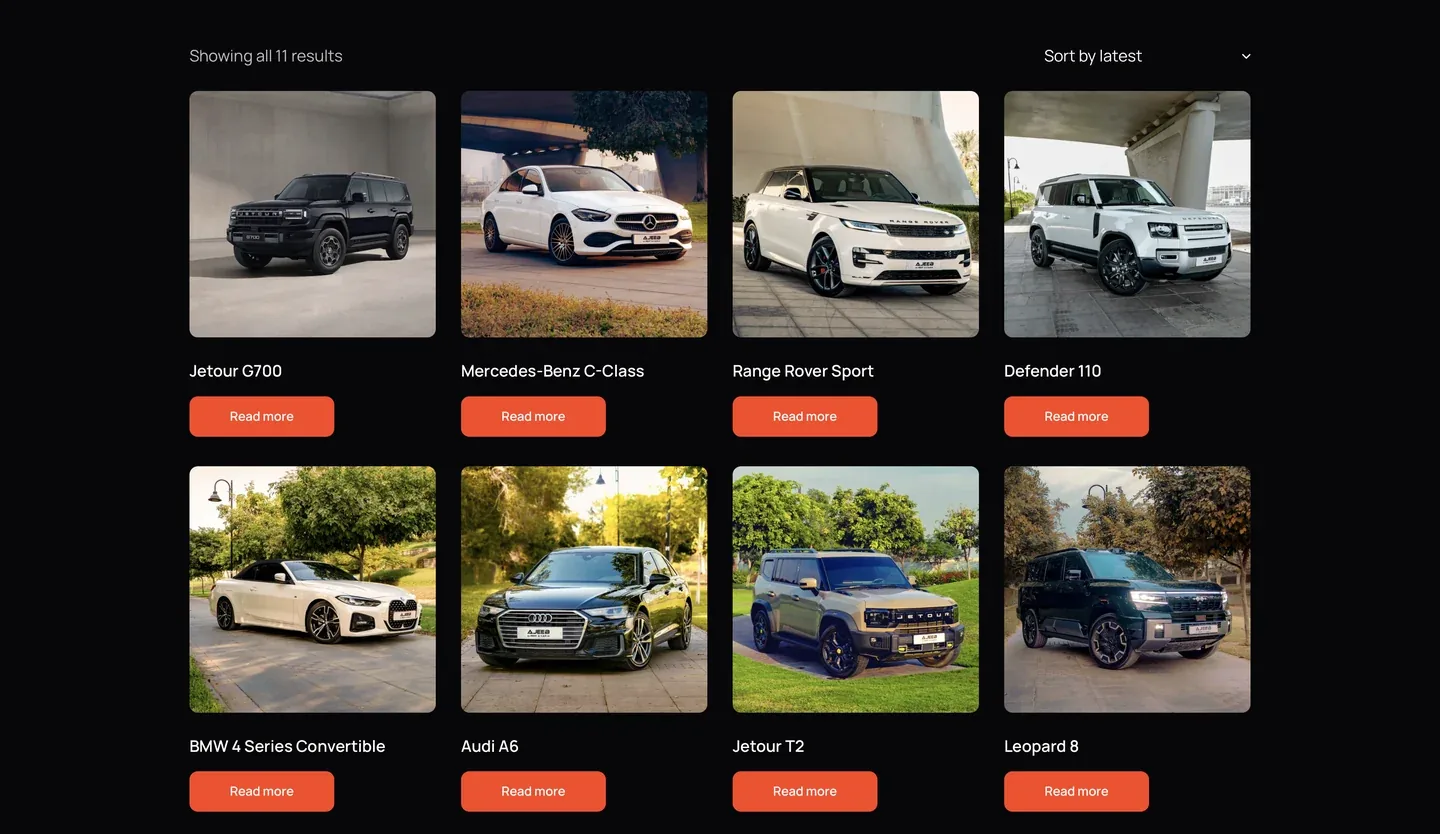 AJEEB RENT A CAR website interface 3